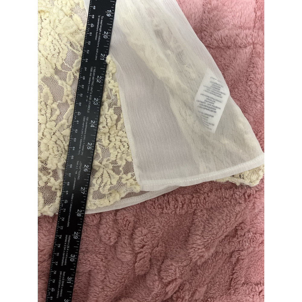 A'reve Cream L Sheer‎ Lace Crochet Trim Gauzy Fairy Whimsical Romantic Floral - Picture 12 of 16